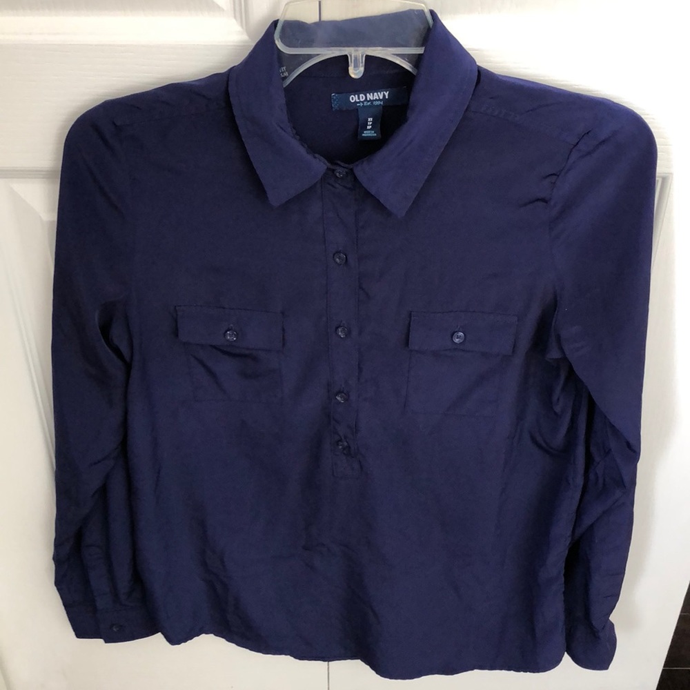 Navy Flowy Blouse